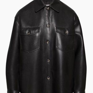 Aritzia Wilfred Ganna Shirt Leather Jacket - 2XS Black